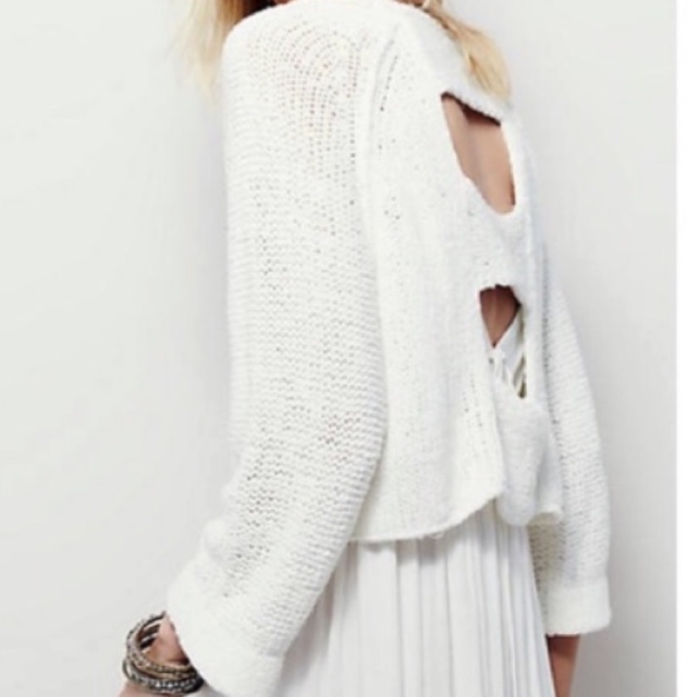 FREE PEOPLE ENDLESS STORIES SWEATER W CUT OUTS